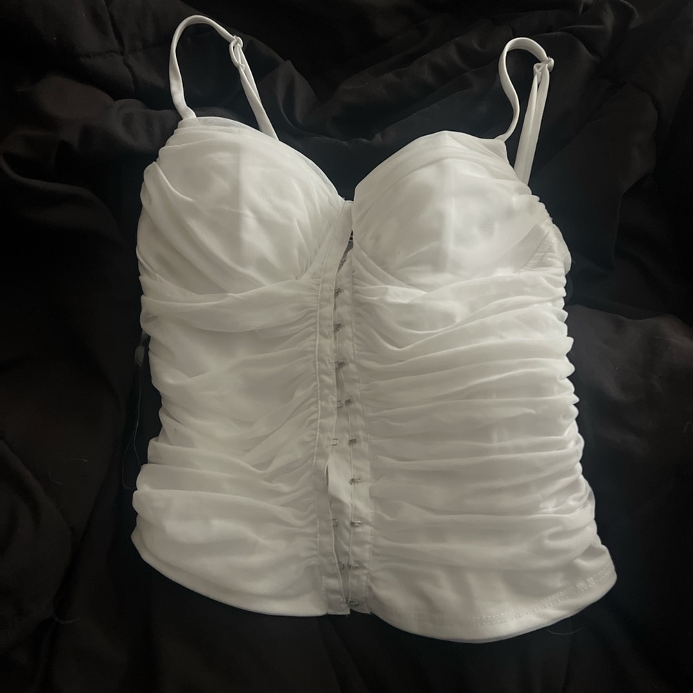 White corset top with adjustable straps! Never worn